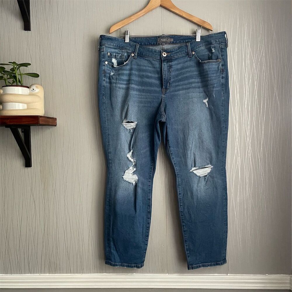 Torrid Women's Plus Size 20 Skinny Jeans Blue Distressed Denim